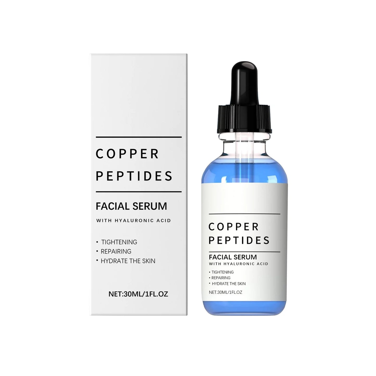 Copper Peptide Serum Anti Wrinkle Remover Antioxidant Tighten Skin Barrier Repair Deep Hydration Hyaluronic Acid Face Serum 30ml